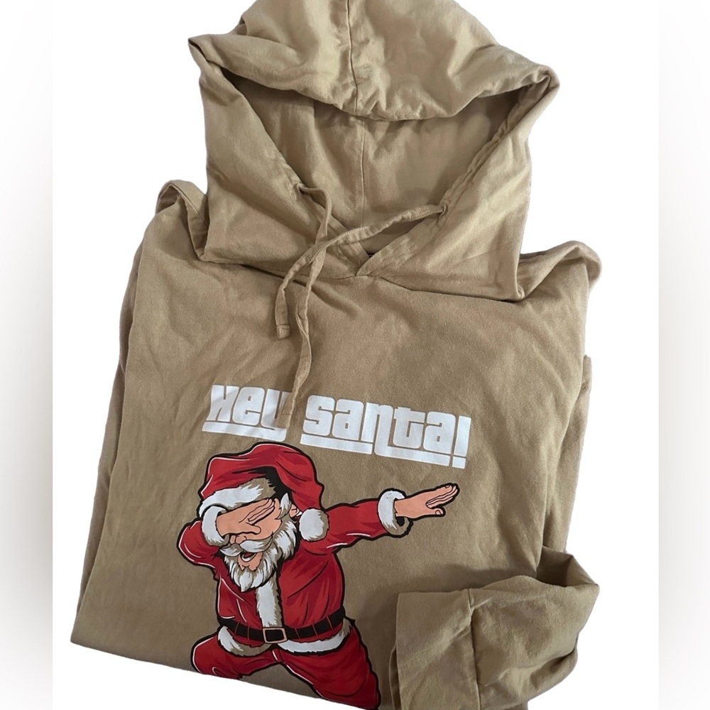 Men’s Denim‎ & Flower Santa Dab Hoodie LS Tee Shirt size XL